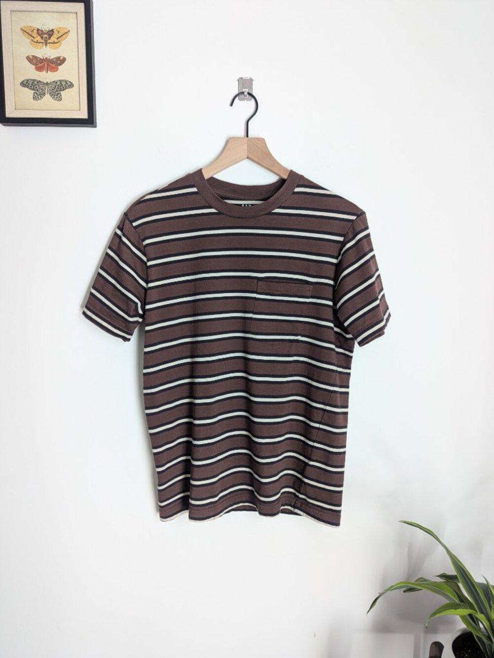 Gap Striped Oversized Short Sleeve Pocket T-shirt Brown White Size XS